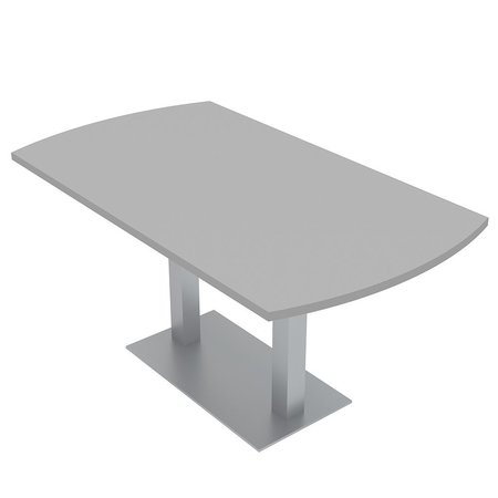 SKUTCHI DESIGNS 6 Person Conference Table with Metal Base, Arc Rectangle Shaped, Harmony Series, Light Gray HAR-AREC-34X70-DOU-XD01